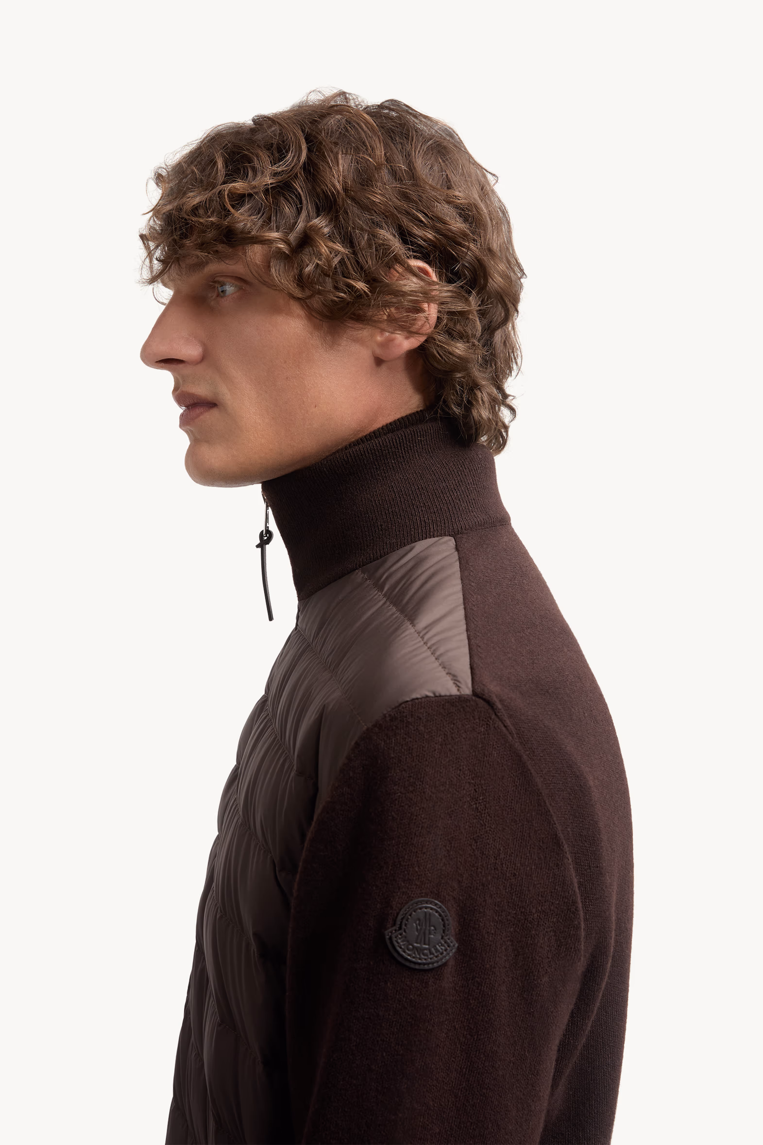 Padded Wool & Cashmere Zip-Up Cardigan Men Brown Moncler 4